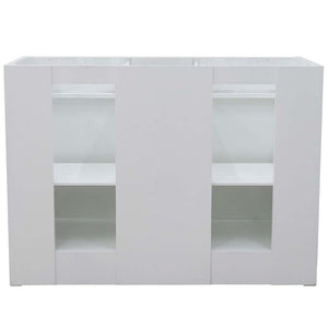 48" Double sink vanity in White finish with White Carrara marble and oval sink - 400700-49D-WH-WMO