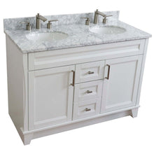 Load image into Gallery viewer, 48&quot; Double sink vanity in White finish with White Carrara marble and oval sink - 400700-49D-WH-WMO