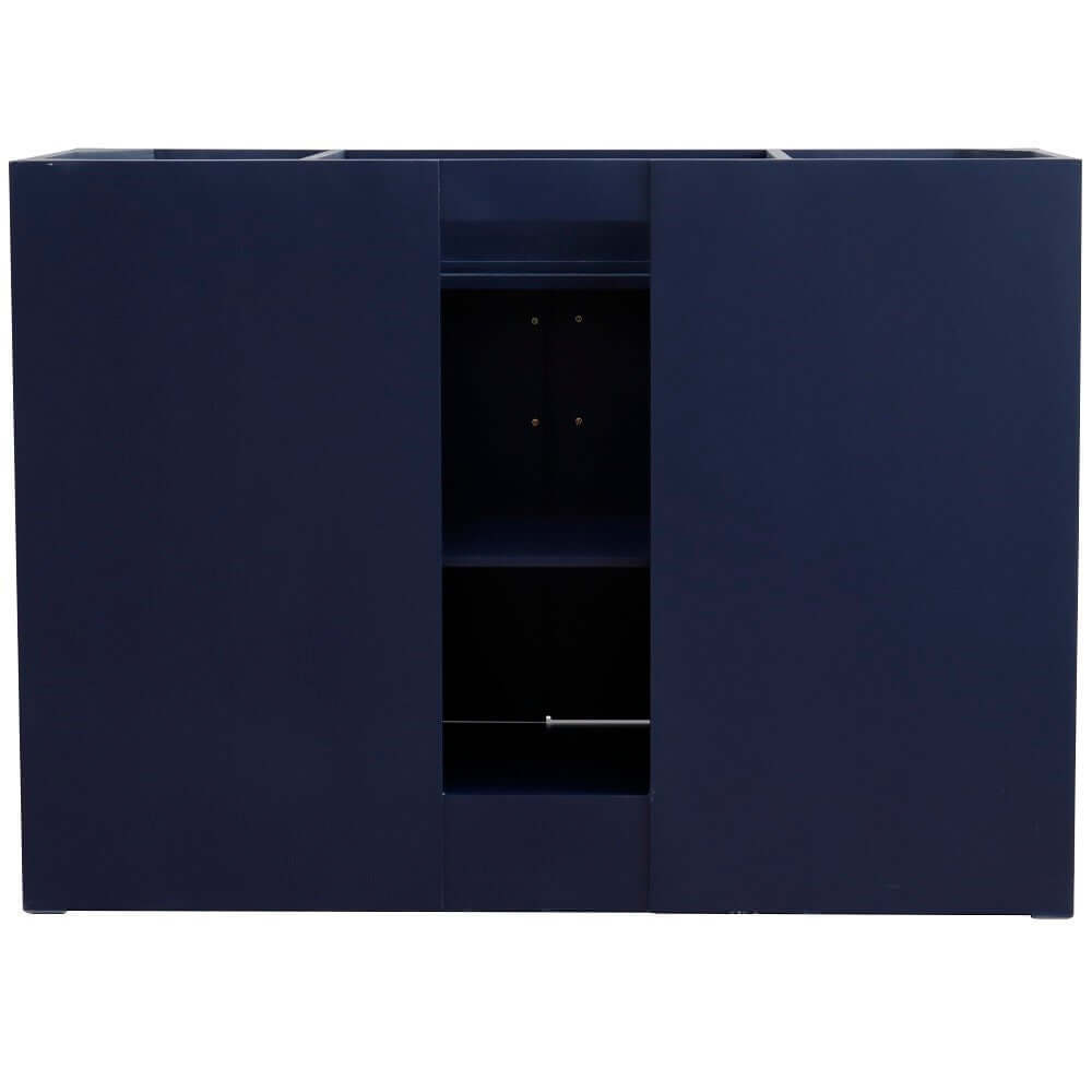 49" Single sink vanity in Blue finish with Black galaxy granite and oval sink - 400700-49S-BU-BGO