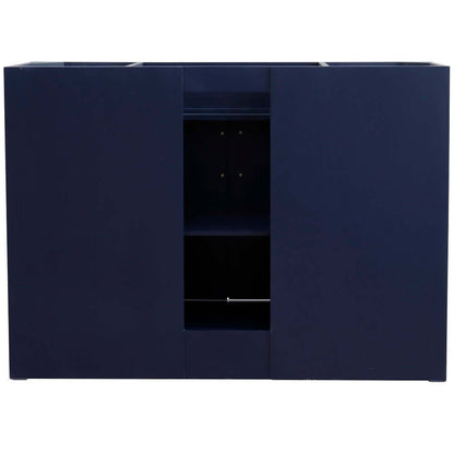 49" Single sink vanity in Blue finish with Black galaxy granite and round sink - 400700-49S-BU-BGRD