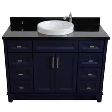 Load image into Gallery viewer, 49&quot; Single sink vanity in Blue finish with Black galaxy granite and round sink - 400700-49S-BU-BGRD