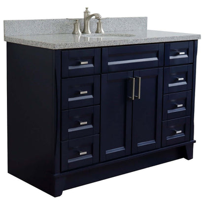 49" Single sink vanity in Blue finish with Gray granite and oval sink - 400700-49S-BU-GYO