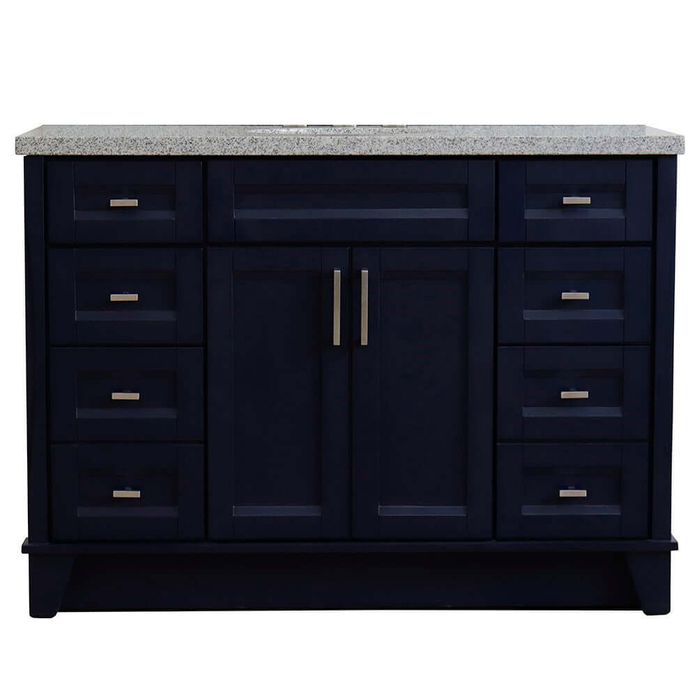 49" Single sink vanity in Blue finish with Gray granite and oval sink - 400700-49S-BU-GYO