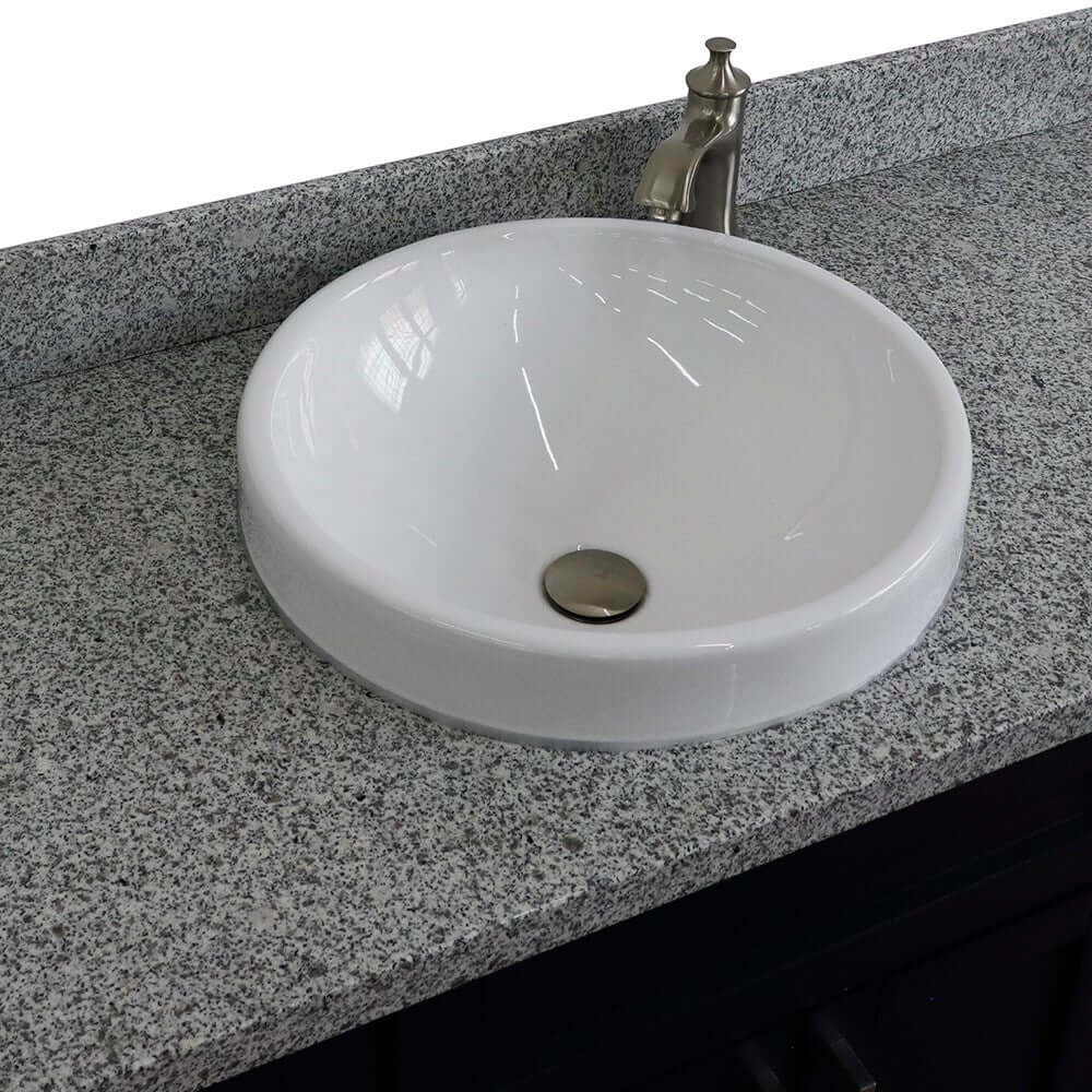 49" Single sink vanity in Blue finish with Gray granite and round sink - 400700-49S-BU-GYRD