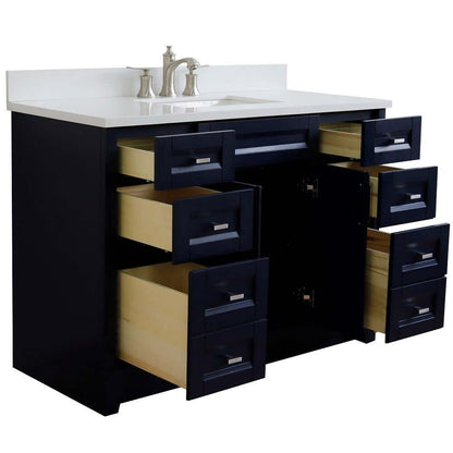 49" Single sink vanity in Blue finish with White quartz and rectangle sink - 400700-49S-BU-WER