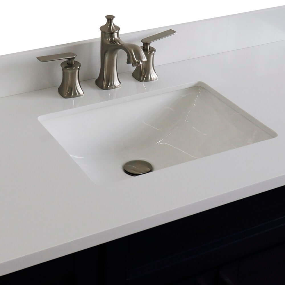 49" Single sink vanity in Blue finish with White quartz and rectangle sink - 400700-49S-BU-WER