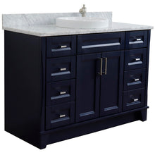 Load image into Gallery viewer, 49&quot; Single sink vanity in Blue finish with White carrara marble and round sink - 400700-49S-BU-WMRD