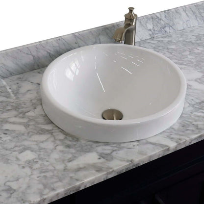 49" Single sink vanity in Blue finish with White carrara marble and round sink - 400700-49S-BU-WMRD