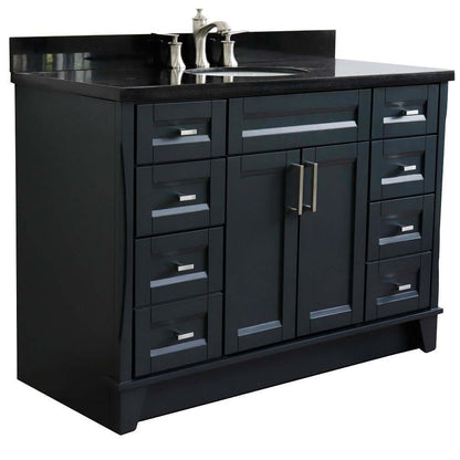 49" Single sink vanity in Dark Gray finish with Black galaxy granite and oval sink - 400700-49S-DG-BGO