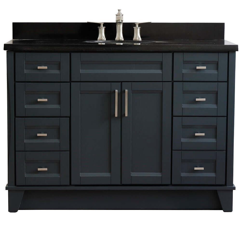 49" Single sink vanity in Dark Gray finish with Black galaxy granite and oval sink - 400700-49S-DG-BGO