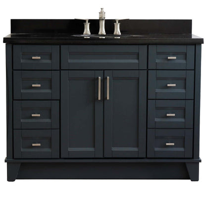 49" Single sink vanity in Dark Gray finish with Black galaxy granite and oval sink - 400700-49S-DG-BGO