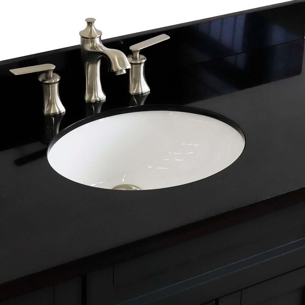 49" Single sink vanity in Dark Gray finish with Black galaxy granite and oval sink - 400700-49S-DG-BGO