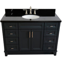 Load image into Gallery viewer, 49&quot; Single sink vanity in Dark Gray finish with Black galaxy granite and oval sink - 400700-49S-DG-BGO