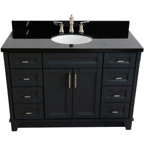 49" Single sink vanity in Dark Gray finish with Black galaxy granite and oval sink - 400700-49S-DG-BGO