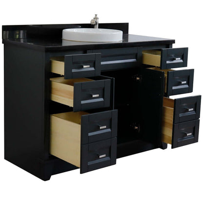 49" Single sink vanity in Dark Gray finish with Black galaxy granite and round sink - 400700-49S-DG-BGRD