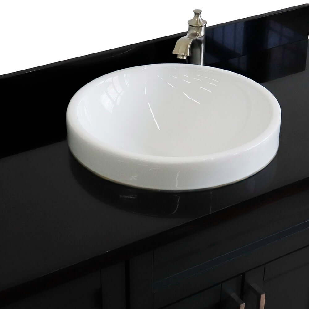 49" Single sink vanity in Dark Gray finish with Black galaxy granite and round sink - 400700-49S-DG-BGRD