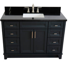 Load image into Gallery viewer, 49&quot; Single sink vanity in Dark Gray finish with Black galaxy granite and rectangle sink - 400700-49S-DG-BGR
