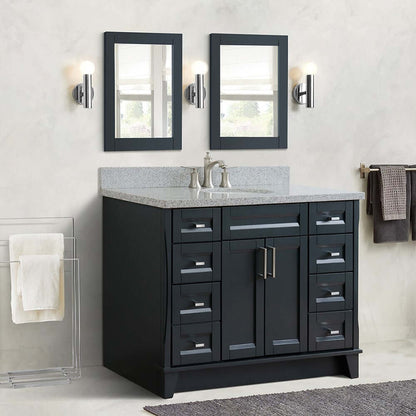 49" Single sink vanity in Dark Gray finish with Gray granite and oval sink - 400700-49S-DG-GYO