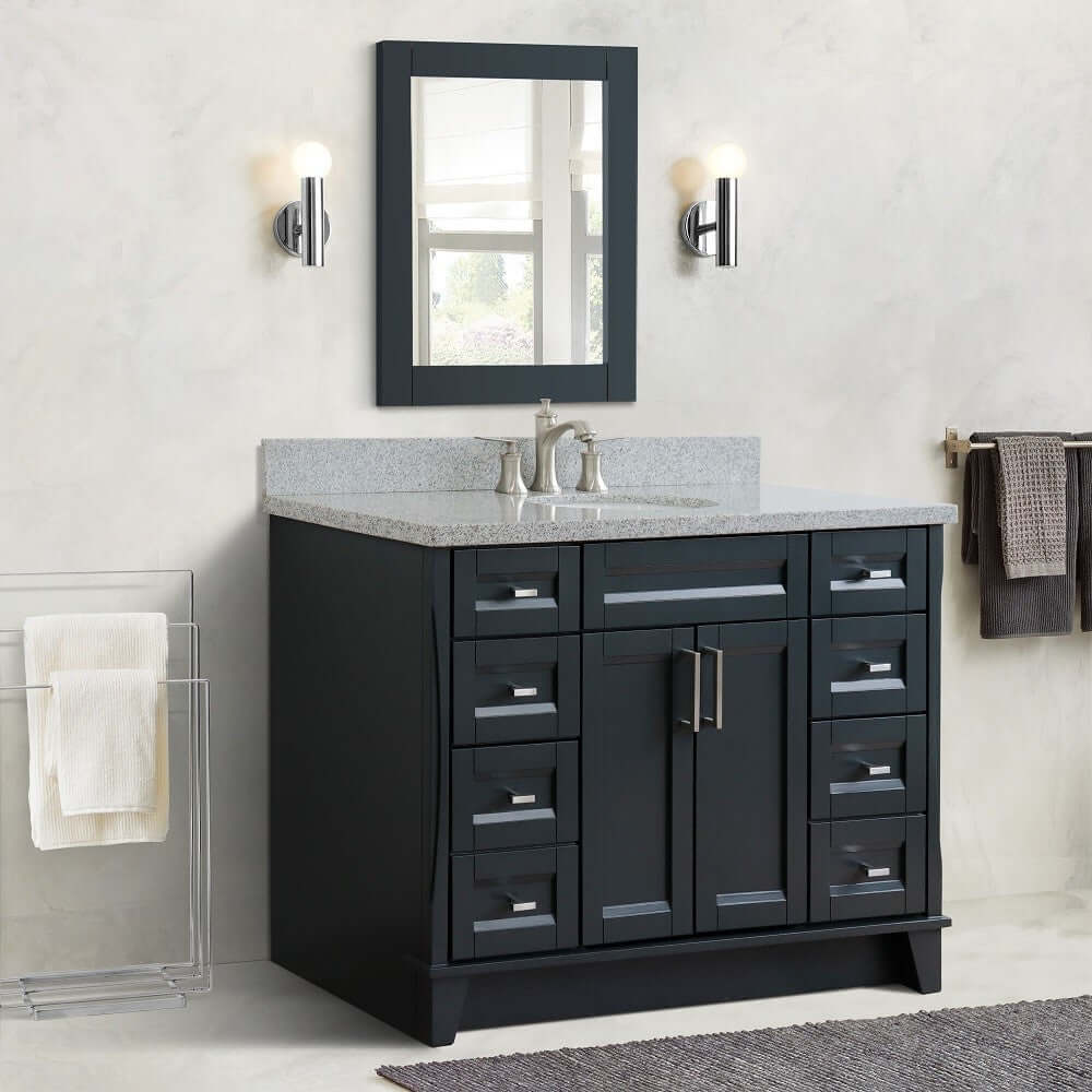 49" Single sink vanity in Dark Gray finish with Gray granite and oval sink - 400700-49S-DG-GYO