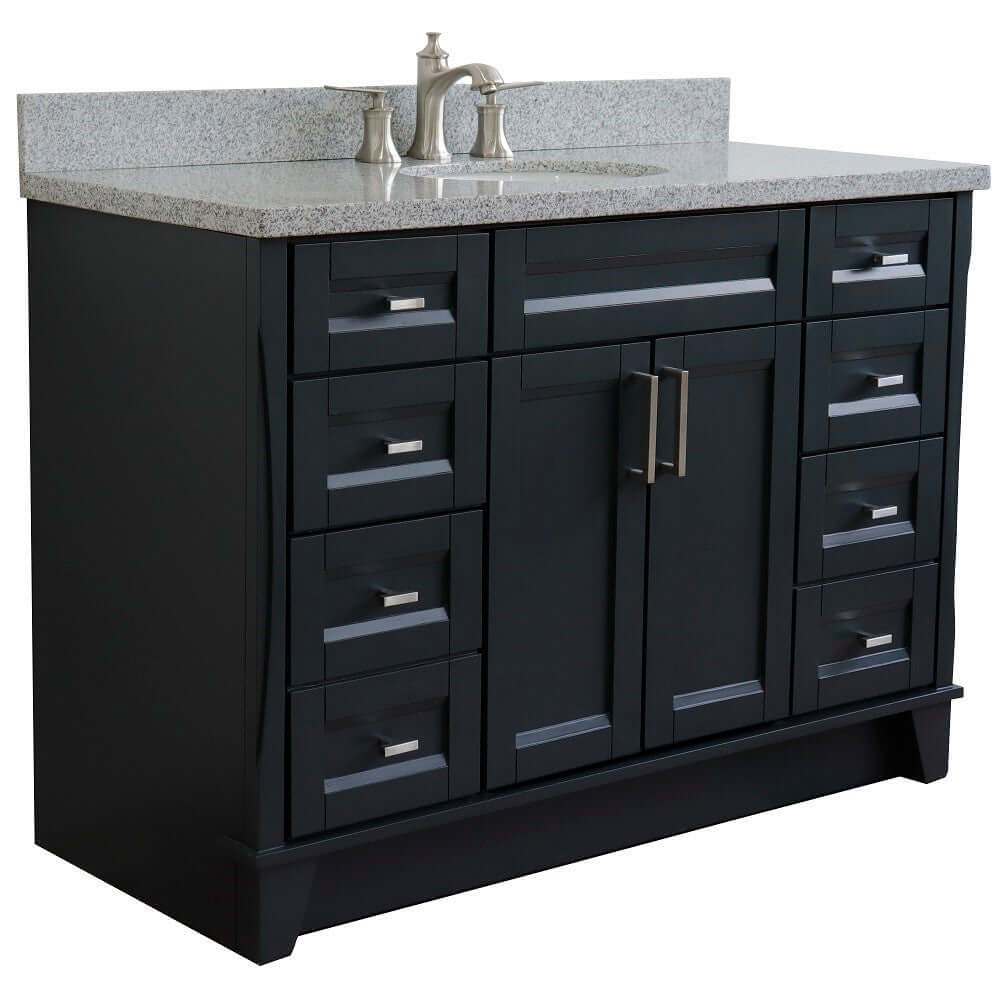 49" Single sink vanity in Dark Gray finish with Gray granite and oval sink - 400700-49S-DG-GYO