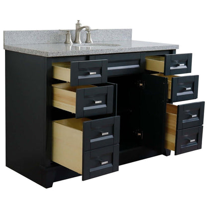 49" Single sink vanity in Dark Gray finish with Gray granite and oval sink - 400700-49S-DG-GYO