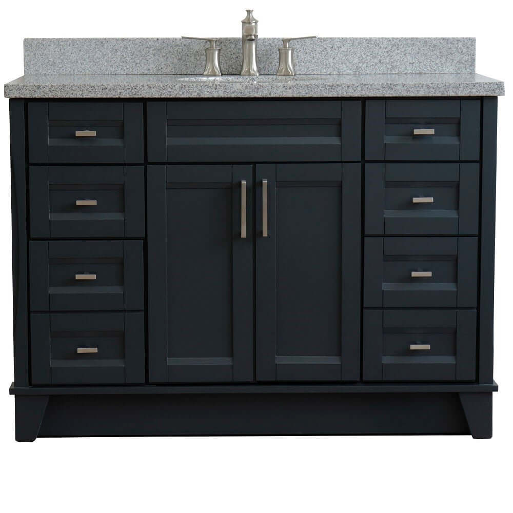 49" Single sink vanity in Dark Gray finish with Gray granite and oval sink - 400700-49S-DG-GYO