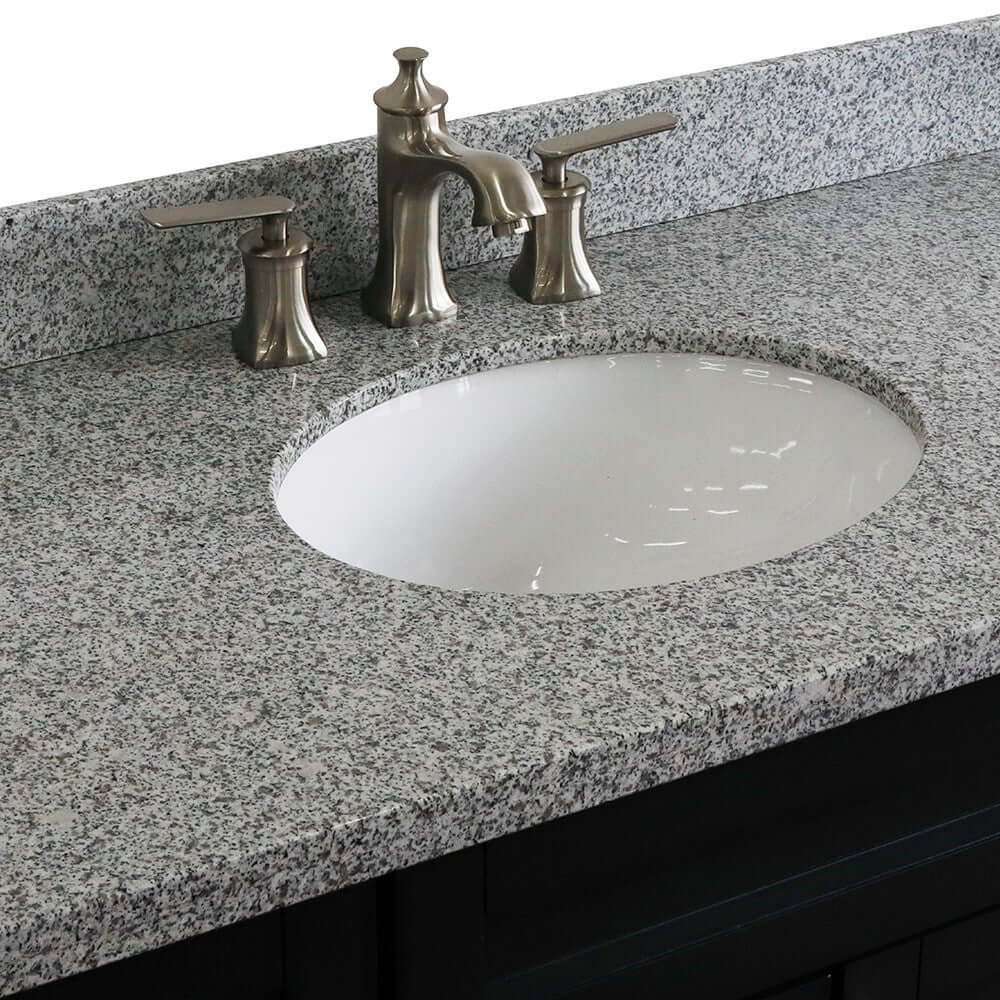 49" Single sink vanity in Dark Gray finish with Gray granite and oval sink - 400700-49S-DG-GYO