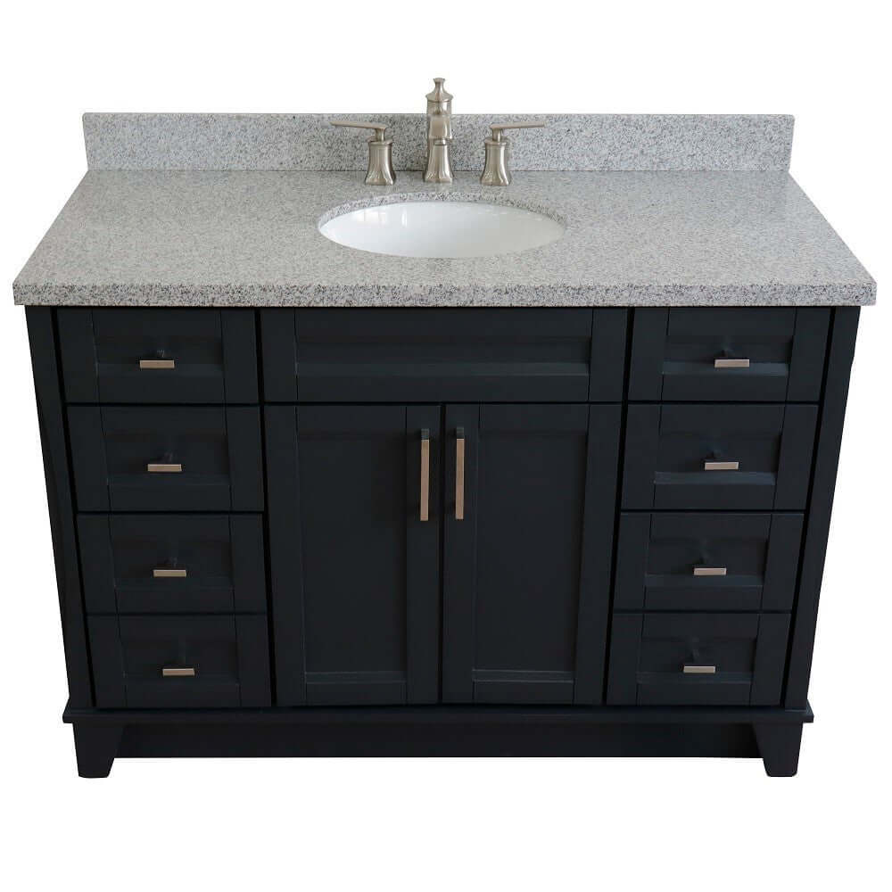 49" Single sink vanity in Dark Gray finish with Gray granite and oval sink - 400700-49S-DG-GYO