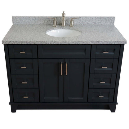 49" Single sink vanity in Dark Gray finish with Gray granite and oval sink - 400700-49S-DG-GYO