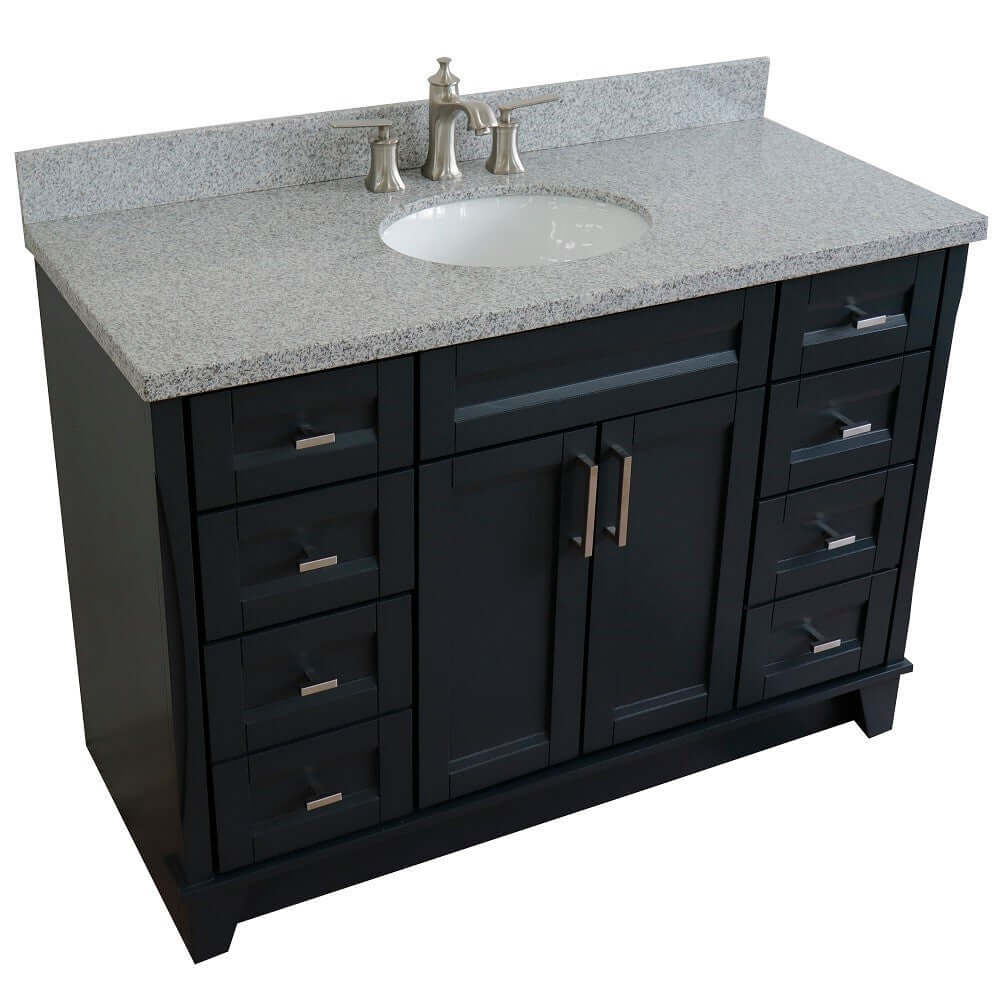 49" Single sink vanity in Dark Gray finish with Gray granite and oval sink - 400700-49S-DG-GYO