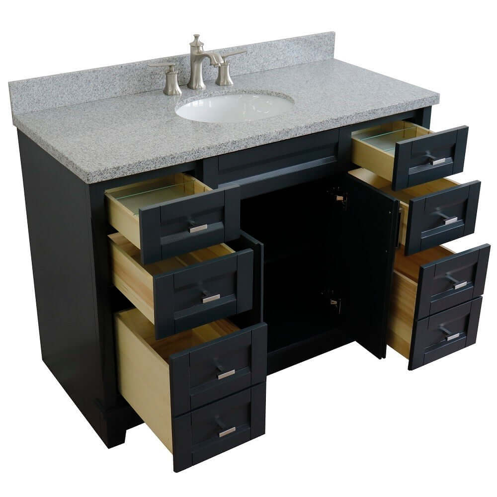 49" Single sink vanity in Dark Gray finish with Gray granite and oval sink - 400700-49S-DG-GYO