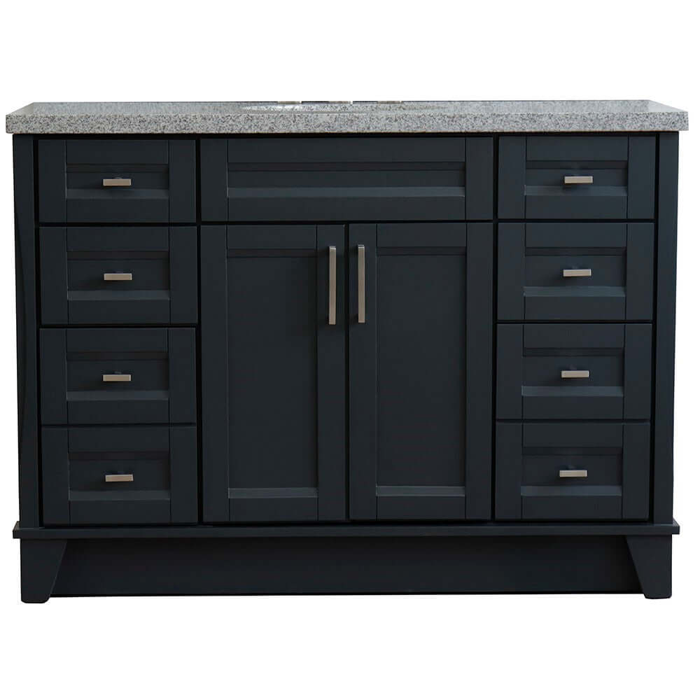 49" Single sink vanity in Dark Gray finish with Gray granite and oval sink - 400700-49S-DG-GYO