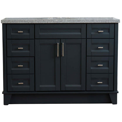 49" Single sink vanity in Dark Gray finish with Gray granite and oval sink - 400700-49S-DG-GYO