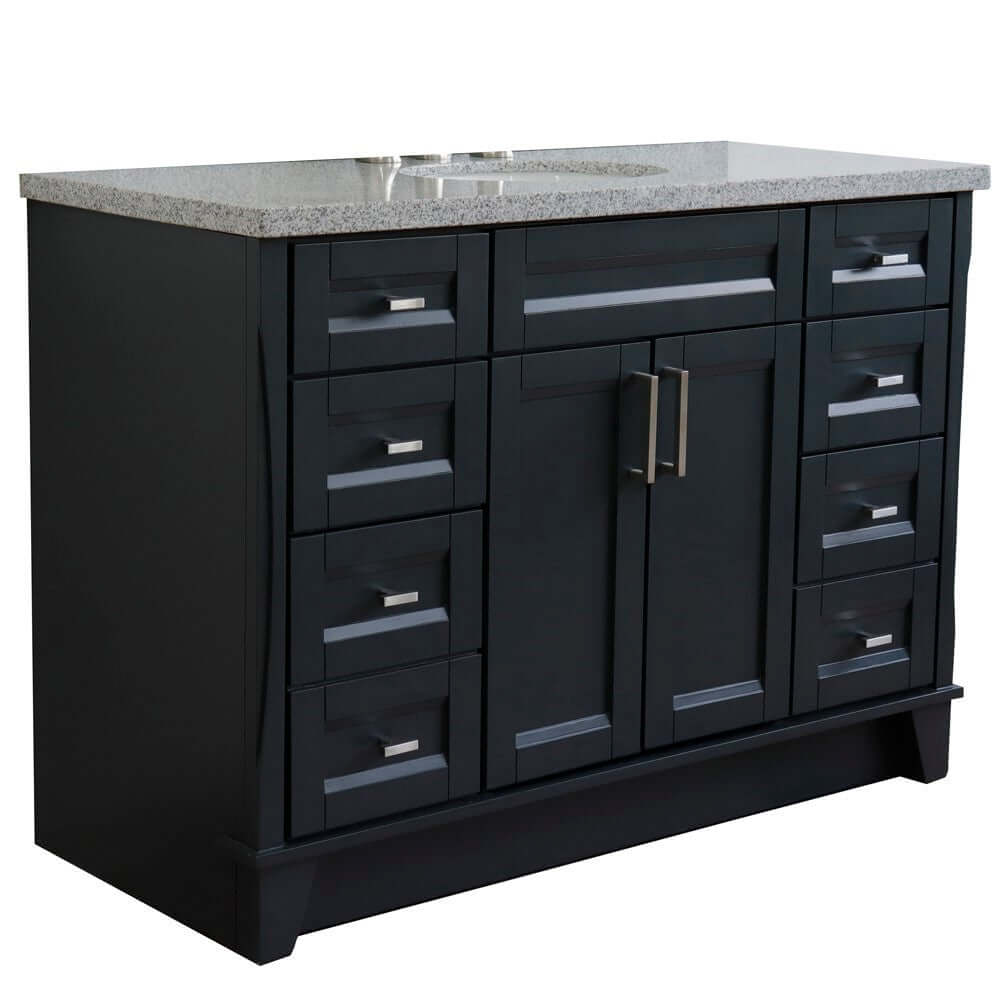 49" Single sink vanity in Dark Gray finish with Gray granite and oval sink - 400700-49S-DG-GYO