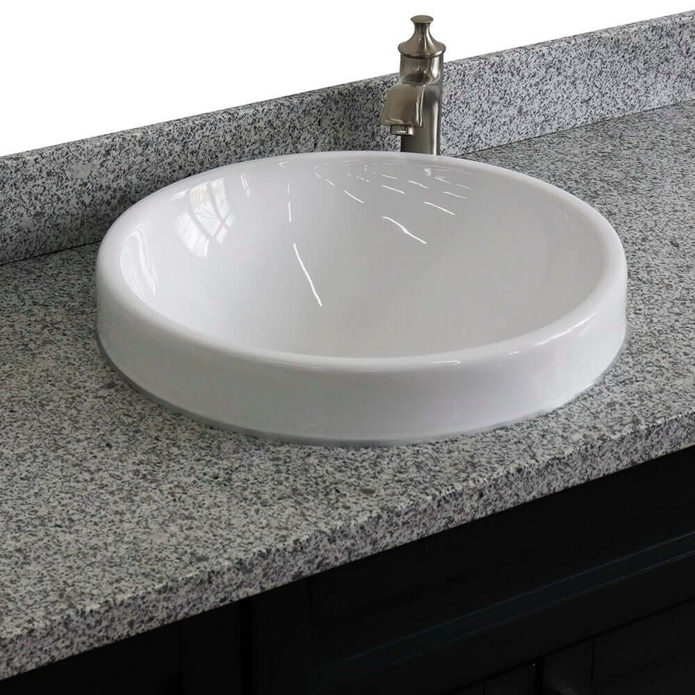 49" Single sink vanity in Dark Gray finish with Gray granite and round sink - 400700-49S-DG-GYRD