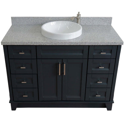 49" Single sink vanity in Dark Gray finish with Gray granite and round sink - 400700-49S-DG-GYRD