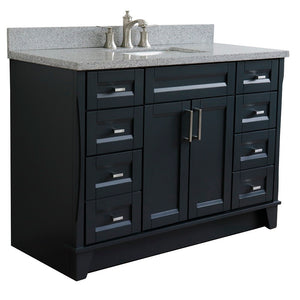 49" Single sink vanity in Dark Gray finish with Gray granite and rectangle sink - 400700-49S-DG-GYR