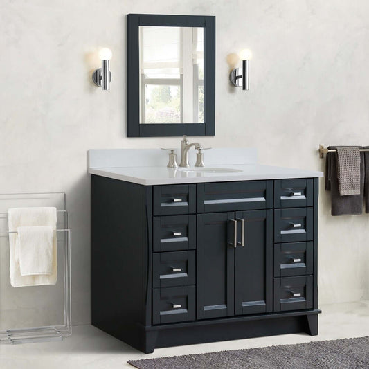 49" Single sink vanity in Dark Gray finish with White quartz and oval sink - 400700-49S-DG-WEO