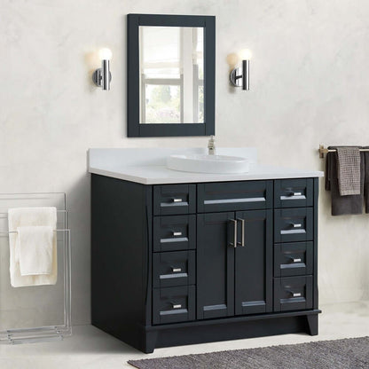 49" Single sink vanity in Dark Gray finish with White quartz and round sink - 400700-49S-DG-WERD