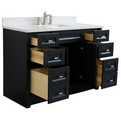 49" Single sink vanity in Dark Gray finish with White quartz and rectangle sink - 400700-49S-DG-WER