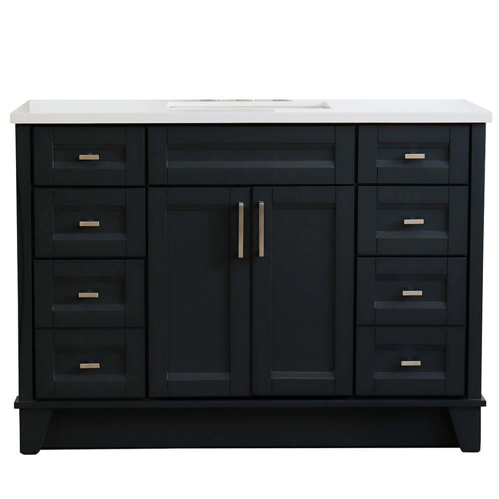 49" Single sink vanity in Dark Gray finish with White quartz and rectangle sink - 400700-49S-DG-WER