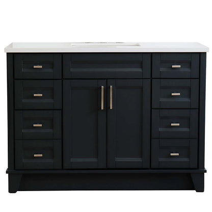 49" Single sink vanity in Dark Gray finish with White quartz and rectangle sink - 400700-49S-DG-WER