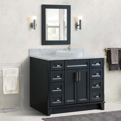 49" Single sink vanity in Dark Gray finish with White Carrara marble and round sink - 400700-49S-DG-WMRD