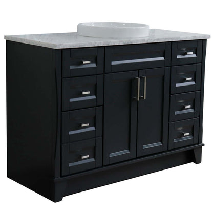 49" Single sink vanity in Dark Gray finish with White Carrara marble and round sink - 400700-49S-DG-WMRD