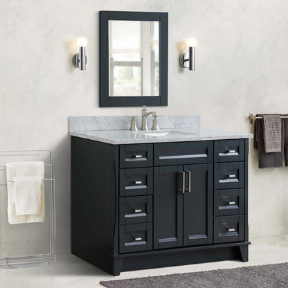 49" Single sink vanity in Dark Gray finish with White Carrara marble and rectangle sink - 400700-49S-DG-WMR