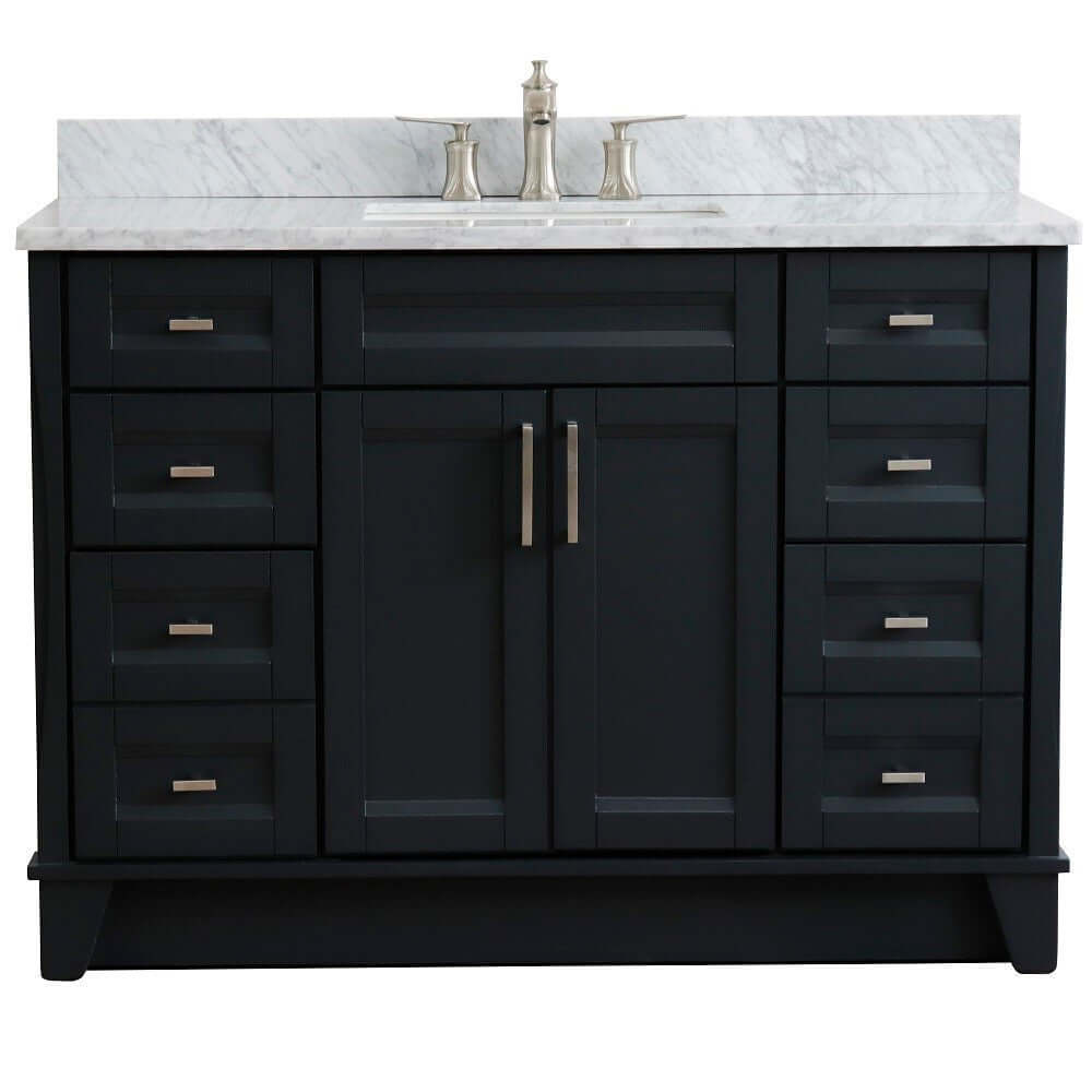 49" Single sink vanity in Dark Gray finish with White Carrara marble and rectangle sink - 400700-49S-DG-WMR