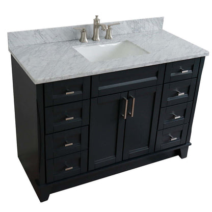 49" Single sink vanity in Dark Gray finish with White Carrara marble and rectangle sink - 400700-49S-DG-WMR