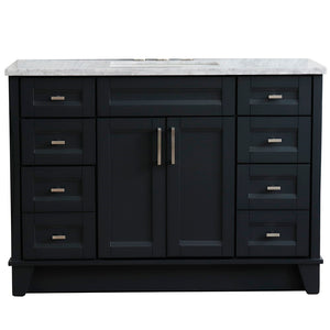 49" Single sink vanity in Dark Gray finish with White Carrara marble and rectangle sink - 400700-49S-DG-WMR