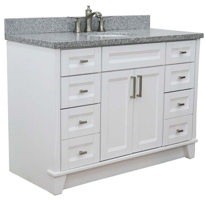 49" Single sink vanity in White finish with Gray granite and oval sink - 400700-49S-WH-GYO