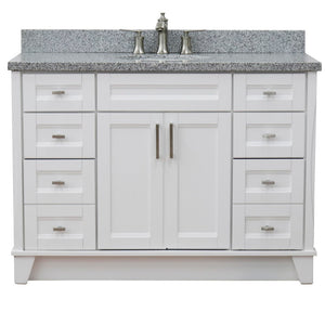 49" Single sink vanity in White finish with Gray granite and oval sink - 400700-49S-WH-GYO